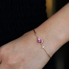 Teardrop Pink Tourmaline 14k Gold Bracelet