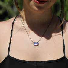 Rose Cut Rectangular Lavender Amethyst Necklace with Diamond Image