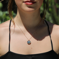 Labradorite Flower with Diamond Gold Necklace Image