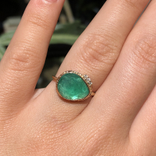 Rose Cut All Gold Emerald Ring with Diamonds Image