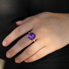 Round Amethyst Silver and Gold Ring