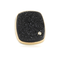 Rectangular Black Drusy and Diamond Ring