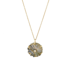 Labradorite Flower with Diamond Gold Necklace Image
