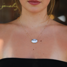 Oval Checkerboard Dendritic Opal Necklace Image
