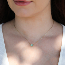 Small Inverted Emerald Gold Necklace