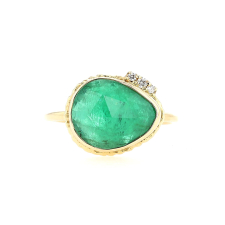 Rose Cut All Gold Emerald Ring with Diamonds Image