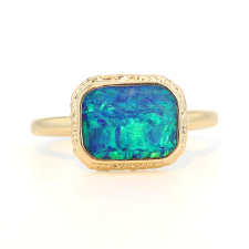 All Gold Rectangular Australian Opal Doublet Ring Image