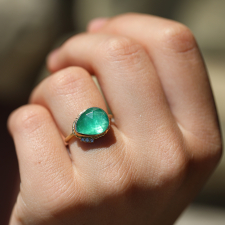 Rose Cut All Gold Emerald Ring with Diamonds Image