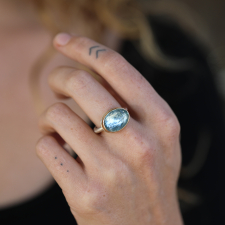 Small Oval Inverted Aquamarine Ring