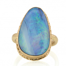 Teardrop Vertical Boulder Opal All Gold Ring