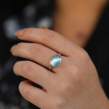 Oval Aquamarine Silver and Rose Gold Ring Image