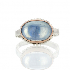 Oval Aquamarine Silver and Rose Gold Ring Image
