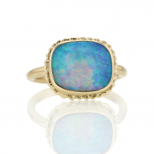 Rectangular Opalized Wood 14k Gold Ring Image