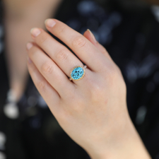 Oval Kingman Turquoise On Ruffled Platform Image