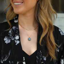 Labradorite Flower with Diamond Gold Necklace Image