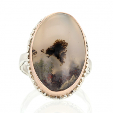 Moss Agate Silver and Gold Ring