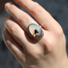 Moss Agate Silver and Gold Ring