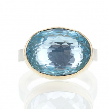 Oval Sky Blue Topaz Silver and Gold Ring