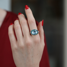 Oval Sky Blue Topaz Silver and Gold Ring Image