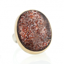 Vertical Seven Mineral Stone Silver and Gold Ring