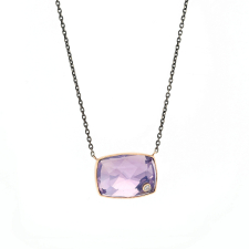 Rose Cut Rectangular Lavender Amethyst Necklace with Diamond Image