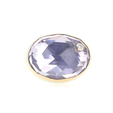 Oval Rose Cut Lavender Amethyst Ring with Diamond Image