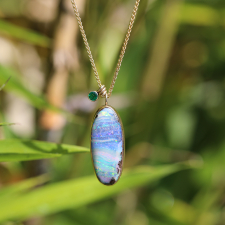 Boulder Opal Necklace with Emerald Accent Image