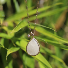 Teardrop Faceted Linen Sapphire Gold Necklace