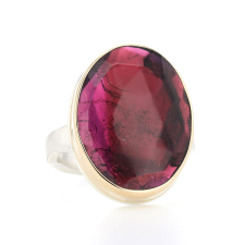 Vertical Oval Rose Cut Pink Tourmaline Ring