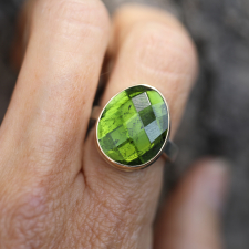 Asymmetrical Checkerboard Green Tourmaline Ring Image