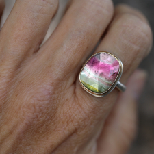 Vertical Watermelon Tourmaline Ring Image