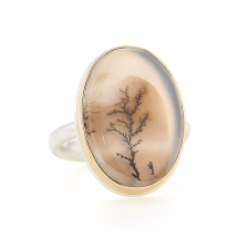 Vertical Oval Dendritic Agate Ring Image