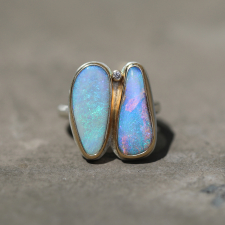 Double Asymmetrical Australian Opal Ring Image
