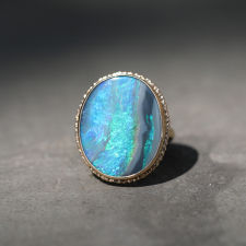 Large Australian Black Opal Ring Image