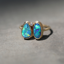 Double Australian Black Opal Ring Image