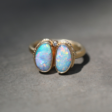 All Gold Double Asymmetrical Opalized Clam Shell Ring Image