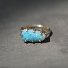 Australian Black Opal Prong Ring Image