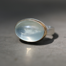 Smooth Oval Pale Green Moonstone Ring