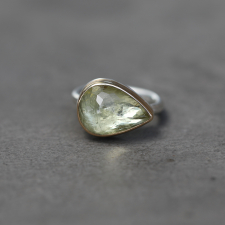 Teardrop Yellow Beryl Ring