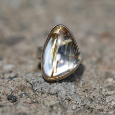 Asymmetrical Golden Rutilated Quartz Ring Image