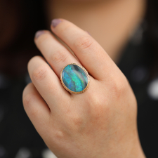 Large Australian Black Opal Ring Image