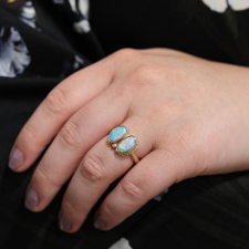 All Gold Double Asymmetrical Opalized Clam Shell Ring Image