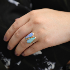 Double Asymmetrical Australian Opal Ring Image