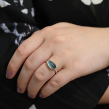 Small Teardrop Inverted Moss Aquamarine Ring Image