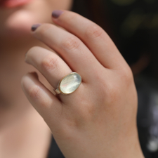 Smooth Oval Pale Green Moonstone Ring Image