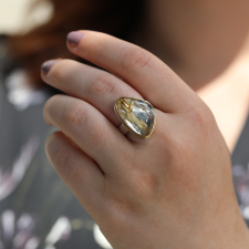 Asymmetrical Golden Rutilated Quartz Ring Image