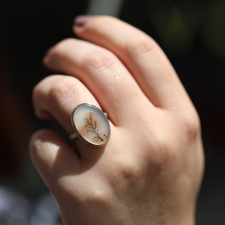 Vertical Oval Dendritic Agate Ring Image