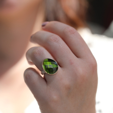 Asymmetrical Checkerboard Green Tourmaline Ring Image