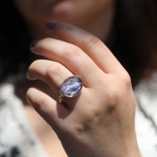 Oval Rose Cut Lavender Amethyst Ring with Diamond Image
