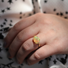 Mexican Fire Opal All Gold Prong Ring Image